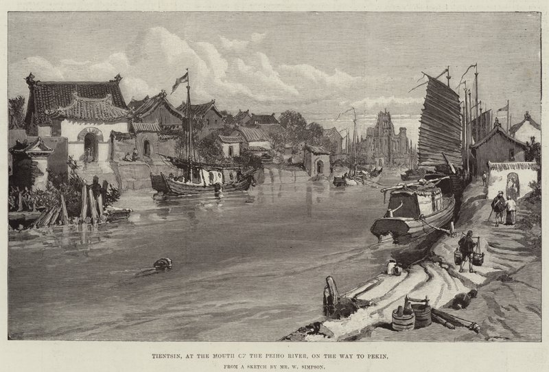 Tientsin, na foz do rio Peiho, a caminho de Pequim de William Crimea Simpson