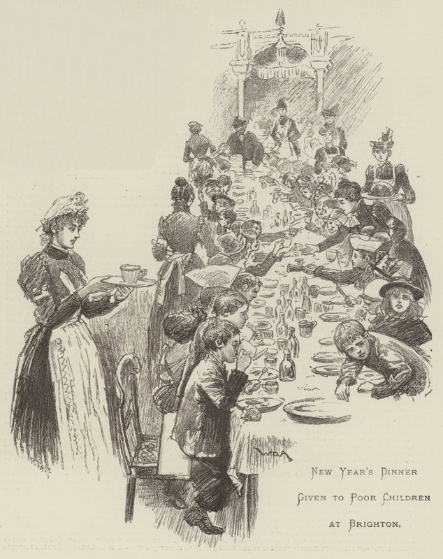Jantar de Ano Novo dado a crianças pobres em Brighton de William Douglas Almond