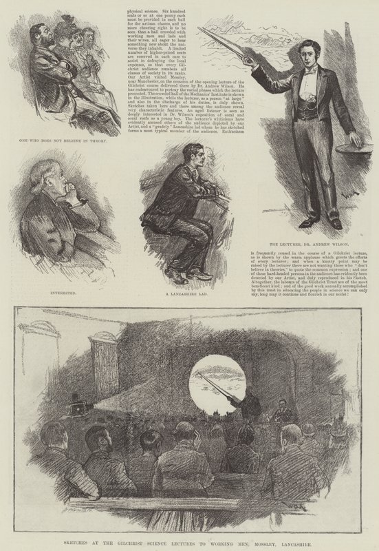 Esboços nas Palestras de Ciência do Gilchrist para os Homens que Trabalham, Mossley, Lancashire de William Douglas Almond