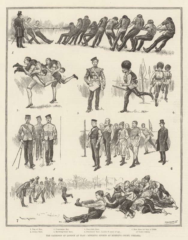 A guarnição de Londres no jogo, esportes atléticos na corte de Burton, Chelsea de William Douglas Almond