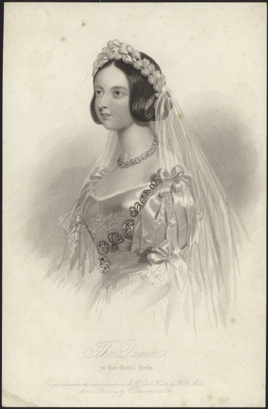 Rainha Vitória em seu vestido de noiva de William Drummond