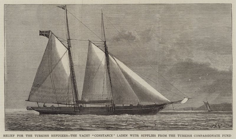 Socorro aos Refugiados Turcos, o Yacht Constance carregado com suprimentos do Fundo Compassivo Turco de William Edward Atkins