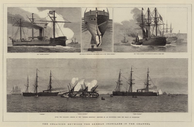 A colisão entre os Ironclads alemães no canal de William Edward Atkins
