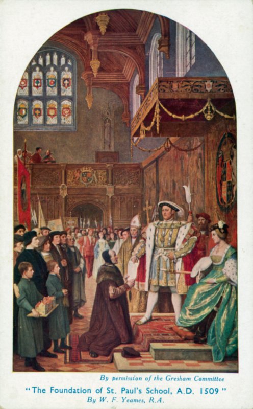 A Fundação da Escola St Pauls, 1509 de William Frederick Yeames