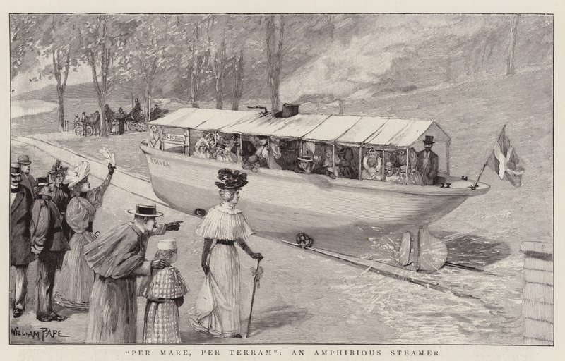 Pelo mar, em terra, em uma Steamer anfíbio de William Friedrich Georg Pape