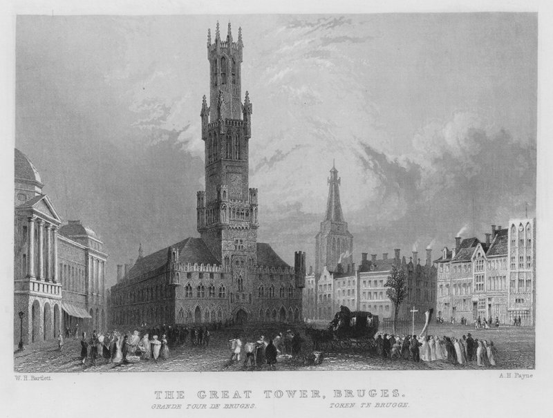 A, grande torre, bruges de William Henry Bartlett