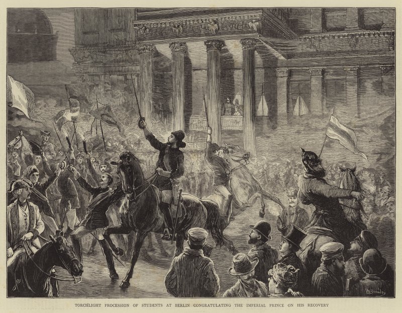 Procissão de Estudantes de Torchlight em Berlim parabenizando o Príncipe Imperial pela sua Recuperação de William III Bromley