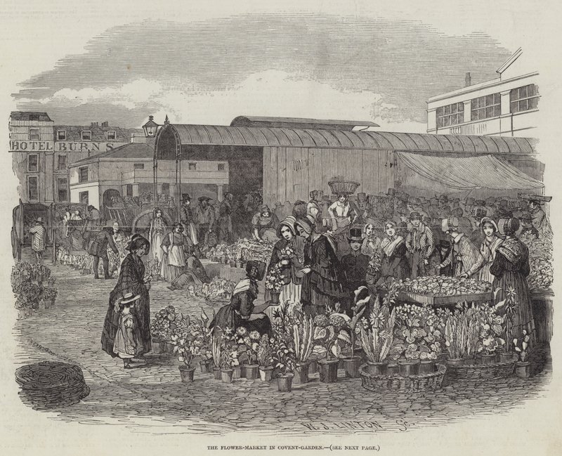 O mercado de flores em Covent Garden de William James Linton