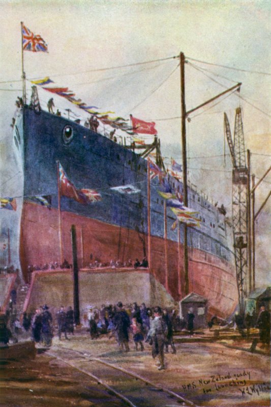Cruzador de batalha "Nova Zelândia" sobre as ações, 1912 de William Lionel Wyllie