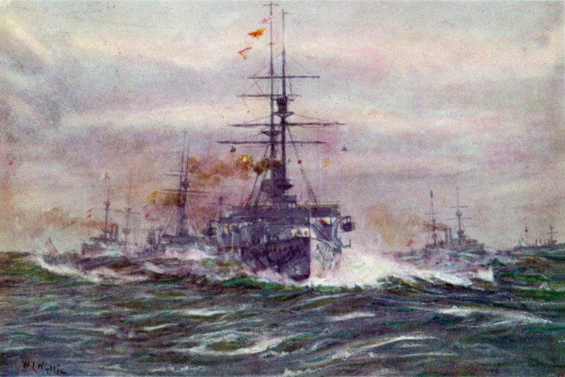 Battleships da era branca no mar de William Lionel Wyllie