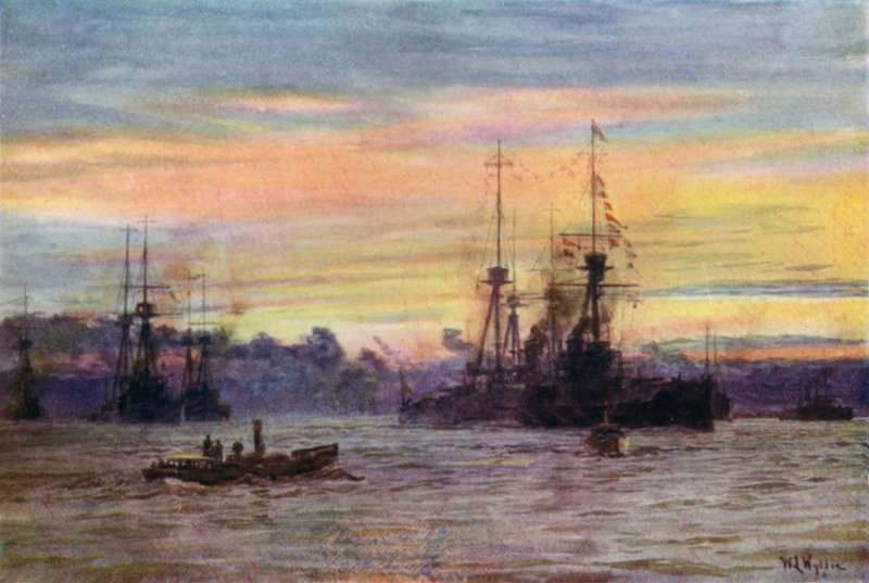 Dreadnoughts ancorando, 1912 de William Lionel Wyllie