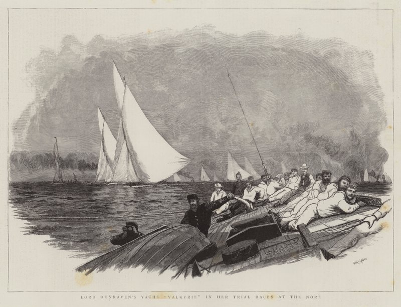 Yacht Valkyrie de Lorde Dunraven em suas corridas de julgamento no Nore de William Lionel Wyllie