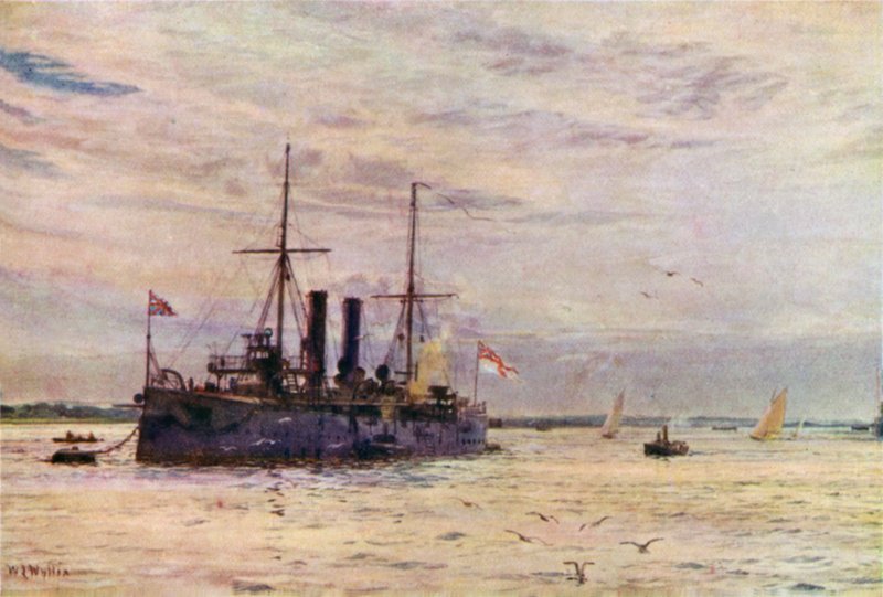 Cruzador de segunda classe da Era de Defesa Naval, agora convertido em uma camada de mina de William Lionel Wyllie
