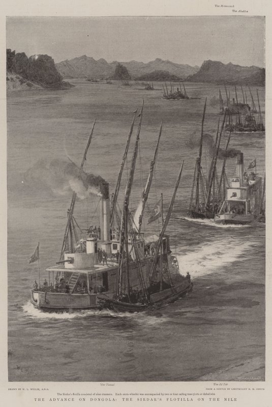 O avanço em Dongola, a flotilha do Sirdar no Nilo de William Lionel Wyllie