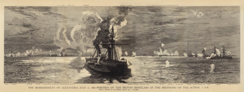 O Bombardeio de Alexandria, 11 de julho de 1882, Posição dos Ironclads Britânicos no Início da Ação, 7h da manhã de William Lionel Wyllie
