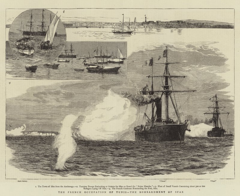 A ocupação francesa de Tunis, o bombardeio de Sfax de William Lionel Wyllie