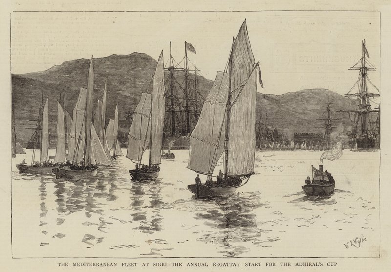 A Frota do Mediterrâneo em Sigri, a Regata Anual, começa para a Copa do Almirante de William Lionel Wyllie