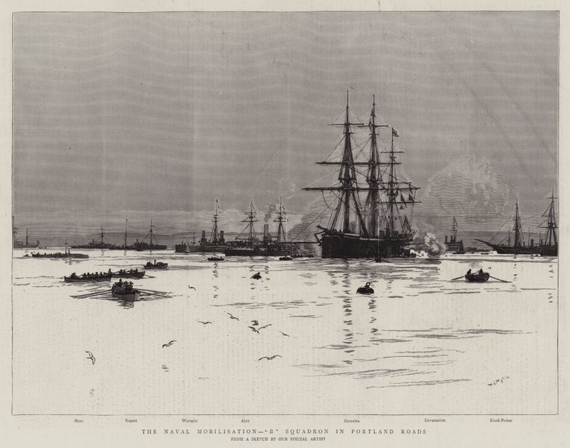 A mobilização naval, esquadrão B em estradas de Portland de William Lionel Wyllie