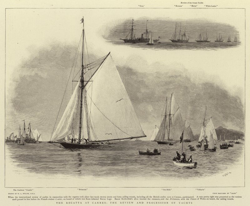 A regata em Cannes, a revisão e a procissão de iates de William Lionel Wyllie
