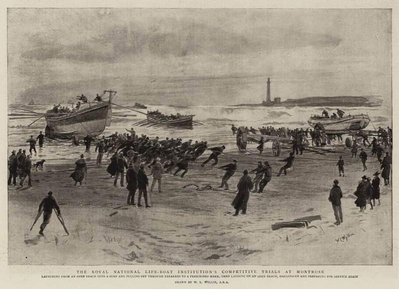 Julgamentos competitivos da Royal National Life-Boat Institution em Montrose de William Lionel Wyllie