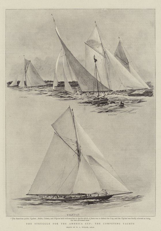 A luta pela America Cup, os iates concorrentes de William Lionel Wyllie