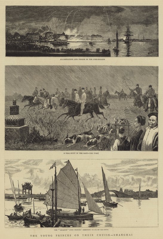 Os jovens príncipes em seu cruzeiro, Xangai de William Lionel Wyllie