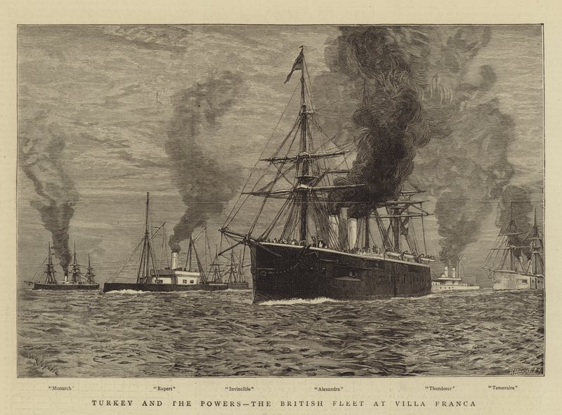 Turquia e os poderes, a frota britânica em Villa Franca de William Lionel Wyllie