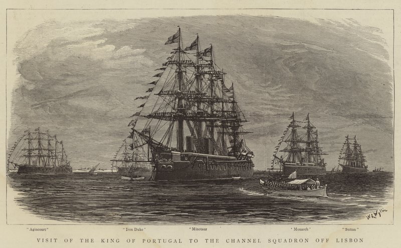 Visita do Rei de Portugal ao Esquadrão do Canal de Lisboa de William Lionel Wyllie