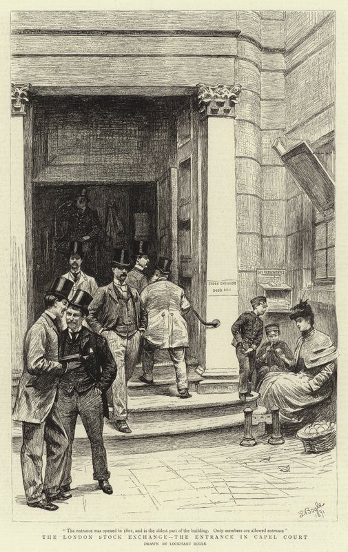 A Bolsa de Valores de Londres, a entrada no Tribunal de Capel de William Lockhart Bogle