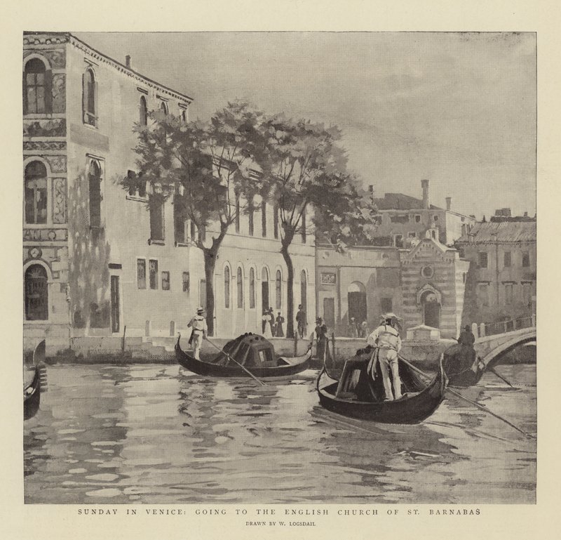 Domingo em Veneza, indo para a Igreja Inglesa de São Barnabé de William Logsdail
