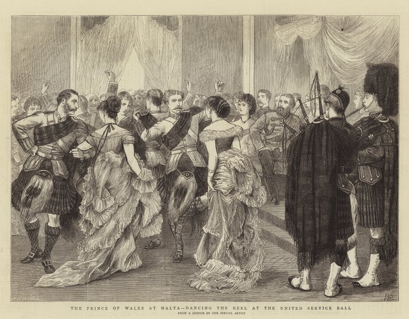 O Príncipe de Gales em Malta, Dançando o Reel no United Service Ball de William Ralston