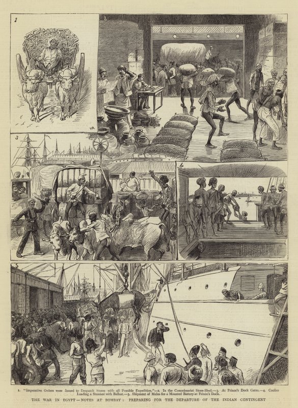 A guerra no Egito, notas em Bombaim, preparando-se para a partida do contingente indiano de William Ralston