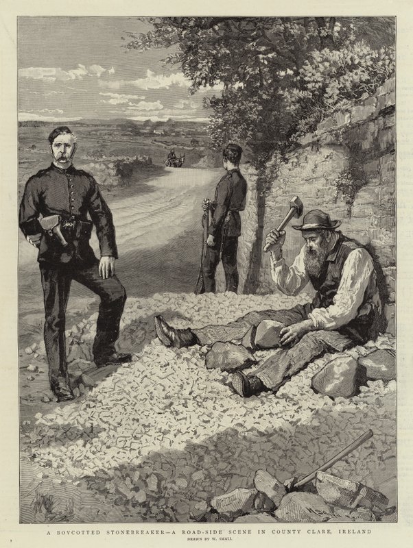Um Stonebreaker boicotado, uma cena do lado da estrada no Condado de Clare, Irlanda de William Small