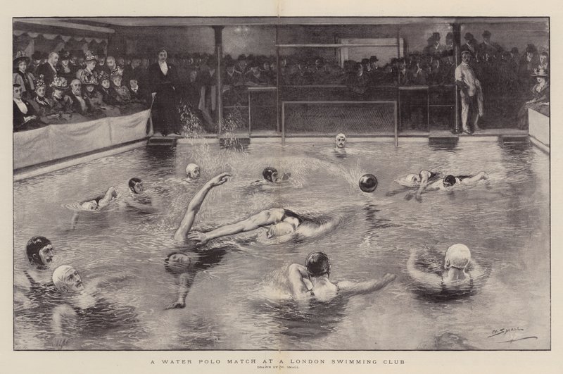 Um jogo de pólo aquático em um clube de natação de Londres de William Small