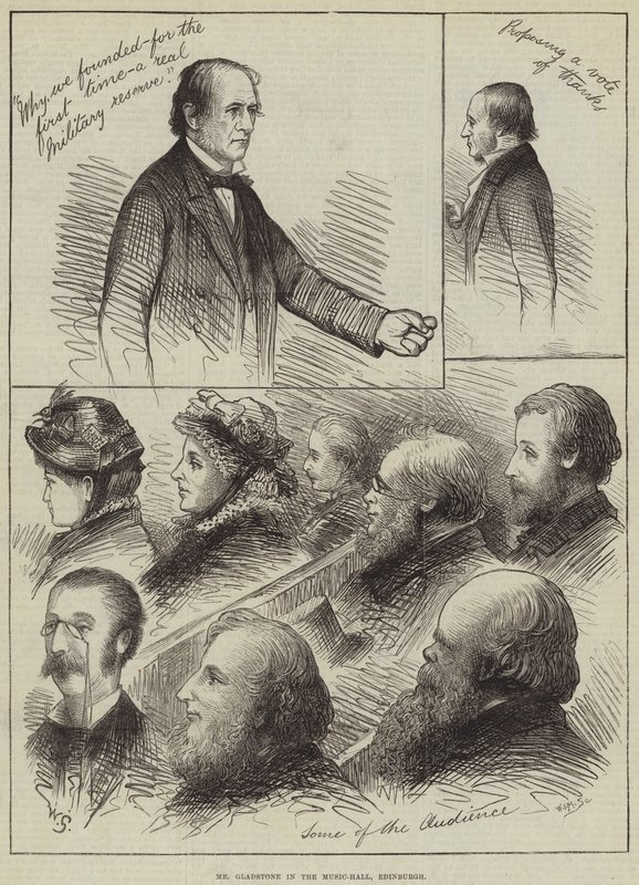 Sr. Gladstone no Music Hall, Edimburgo de William Small