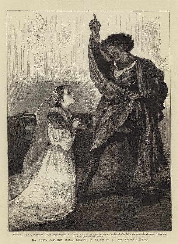 Sr. Irving e Miss Isabel Bateman em Otelo no Lyceum Theatre de William Small