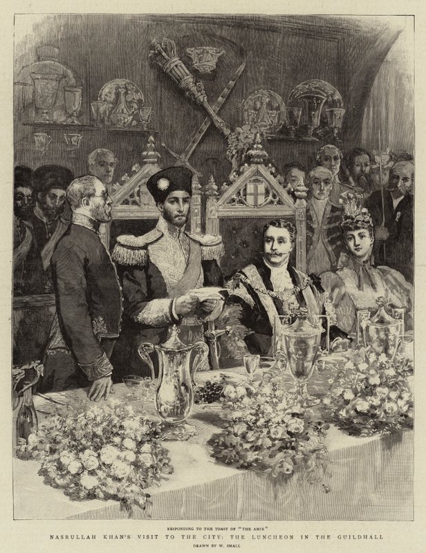 Visita de Nasrullah Khan à cidade, o almoço no Guildhall de William Small
