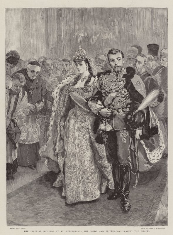 O Casamento Imperial em São Petersburgo, a Noiva e o Noivo saindo da Capela de William Small