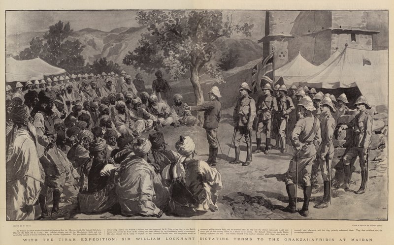 Com a Expedição Tirah, Sir William Lockhart ditando Termos para os Orakzai-Afridis em Maidan de William Small