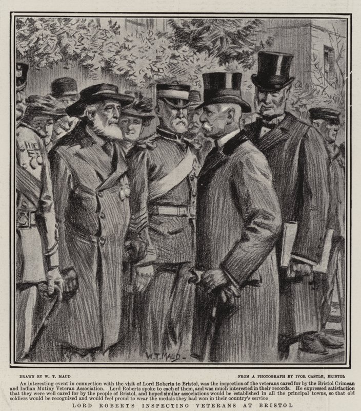 Lord Roberts inspecionando veteranos em Bristol de William T. Maud