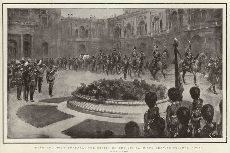 Funeral da Rainha Vitória, o caixão na carruagem que sai de Osborne House de William T. Maud