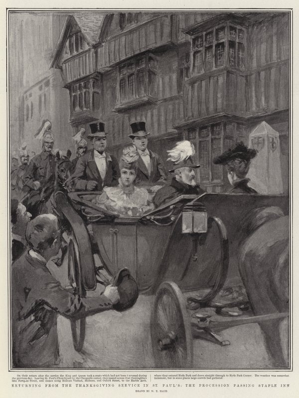Retornando do Serviço de Ação de Graças em São Paulo, a procissão passando por Staple Inn de William T. Maud