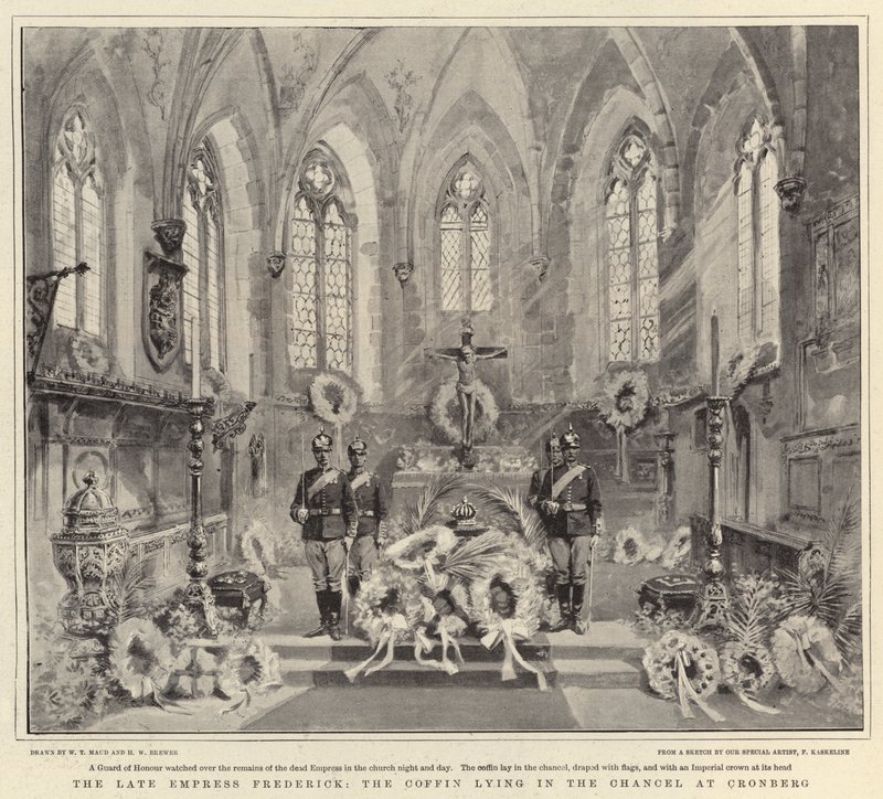 A imperatriz tardia Frederick, o caixão deitado na capela-mor em Cronberg de William T. Maud
