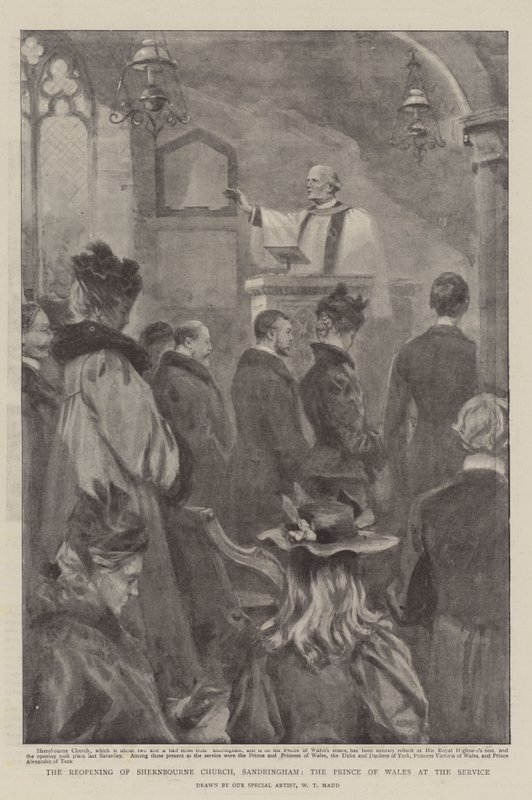 A Reabertura da Igreja de Shernbourne, Sandringham, o Príncipe de Gales no Serviço de William T. Maud