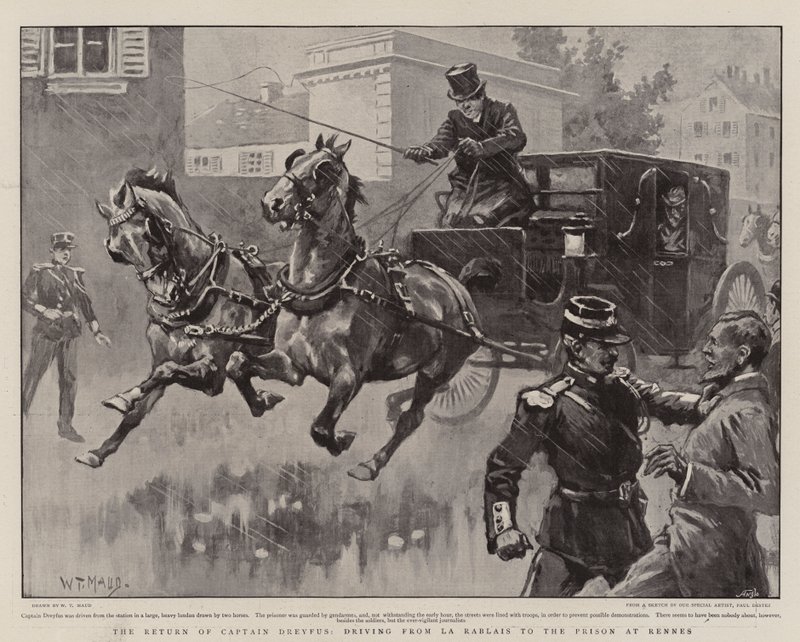 O retorno do capitão Dreyfus, dirigindo de La Rablais para a prisão em Rennes de William T. Maud