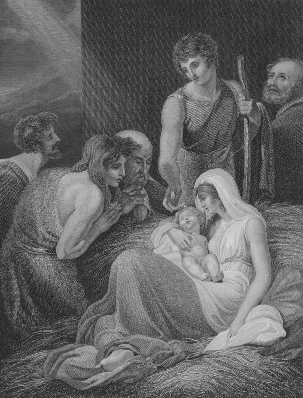 A Adoração dos Pastores, S. Lucas 2, Vers. 15-21 de William after Westall