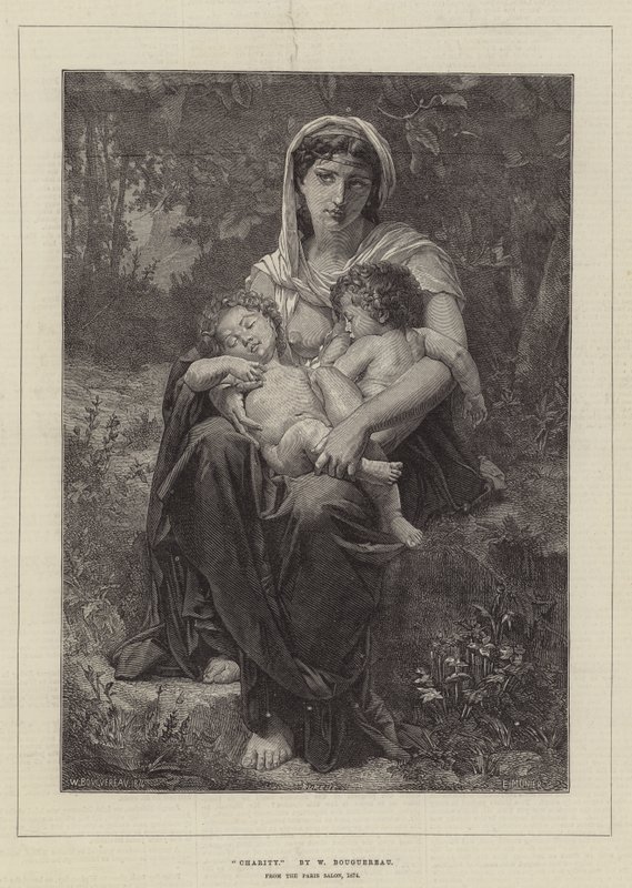 Caridade, do salão de Paris, 1874 de William Adolphe Bouguereau