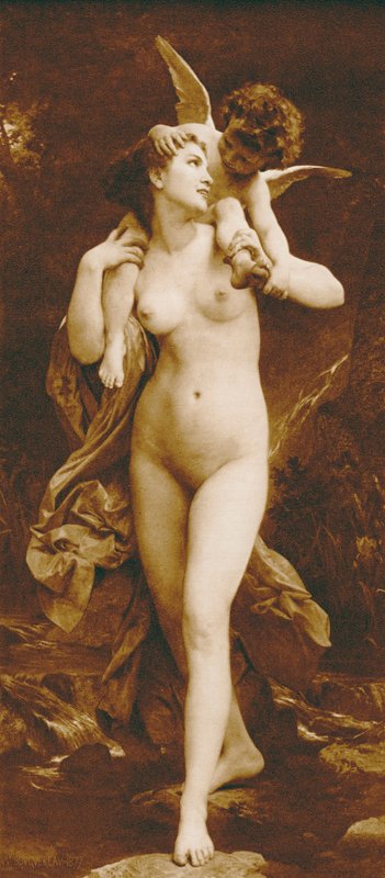 Juventude e Amor (fotogravura) de William Adolphe (after) Bouguereau