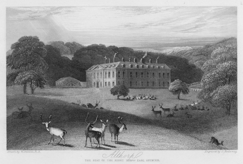 Althorp, a sede do Earl Spencer (gravura) de William (after) Daniell