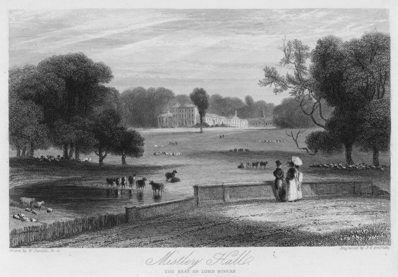 Mistley Hall, a sede de Lord Rivers (gravura) de William (after) Daniell